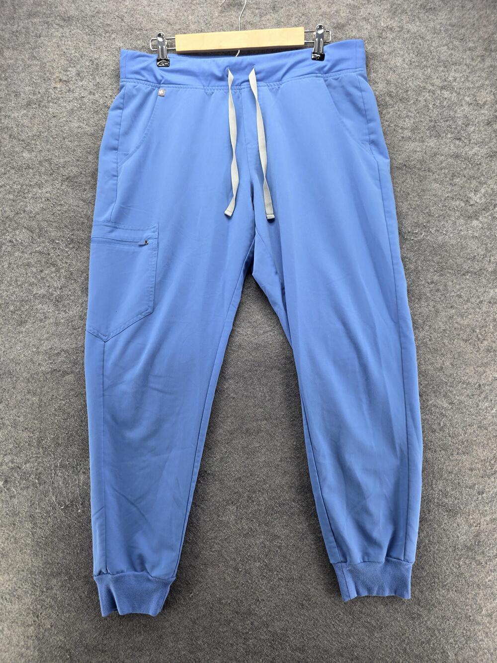 FIGS Pants Womens L Blue Jogger Twill Drawstring Stretch Pockets 29.5 In